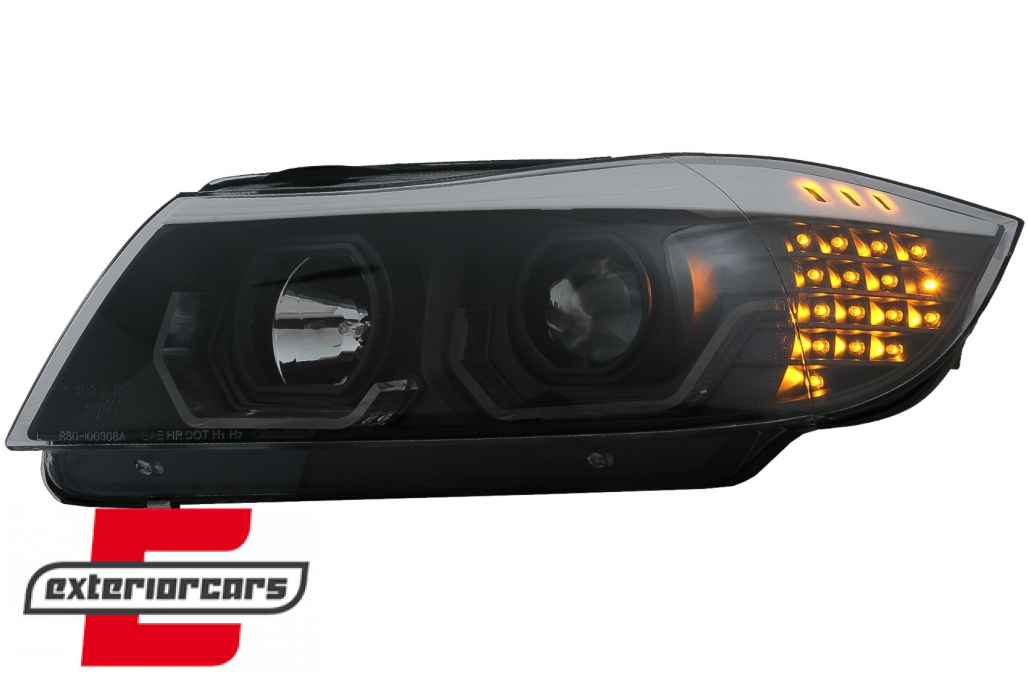 Prednja svjetla 3D LED Angel Eyes LED žmigavci (crna) / BMW serije 3 E90 limuzina E91 karavan (03.2005-08.2008) - Slika 15