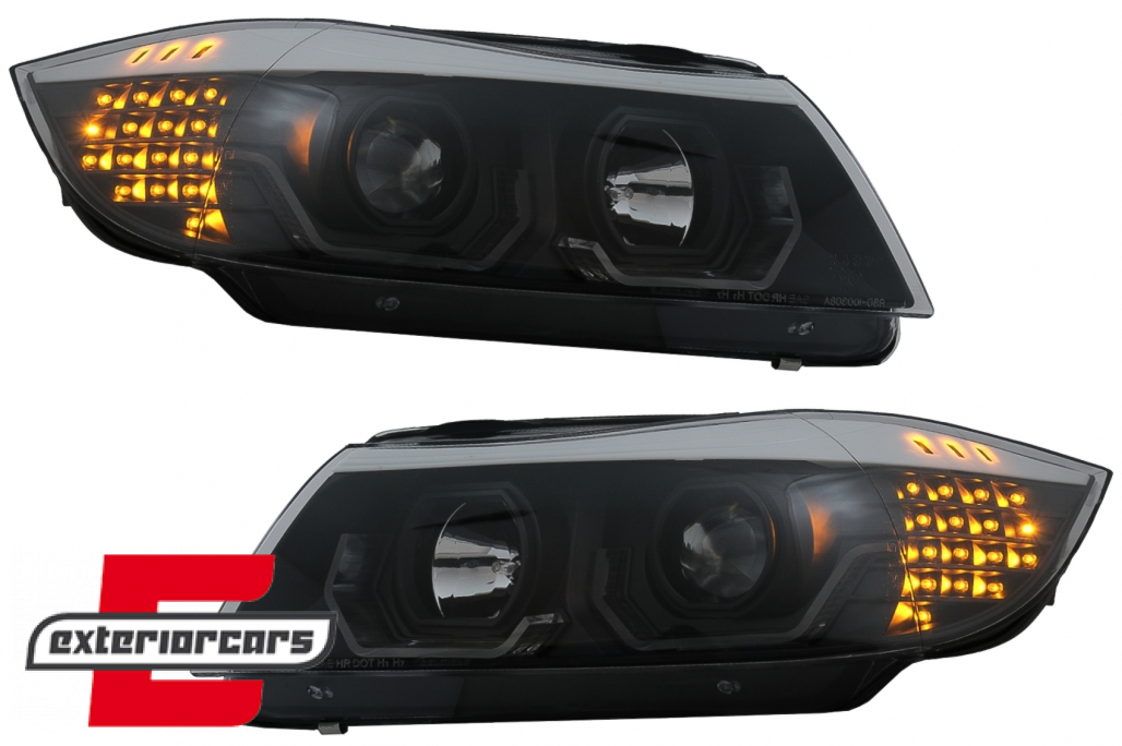 Prednja svjetla 3D LED Angel Eyes LED žmigavci (crna) / BMW serije 3 E90 limuzina E91 karavan (03.2005-08.2008) - Slika 16