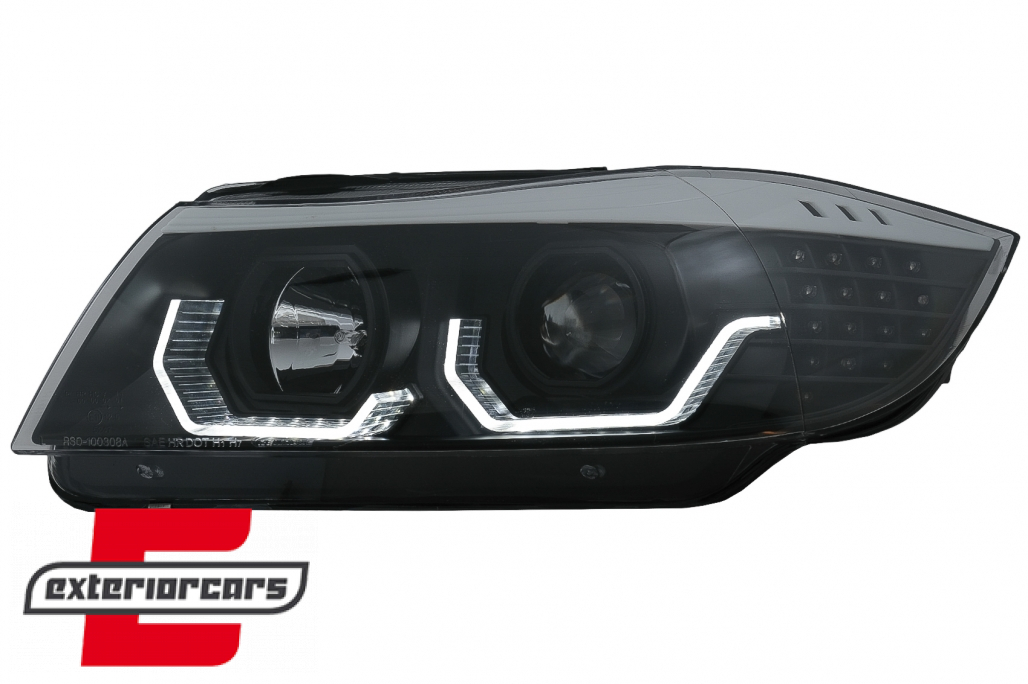 Prednja svjetla 3D LED Angel Eyes LED žmigavci (crna) / BMW serije 3 E90 limuzina E91 karavan (03.2005-08.2008) - Slika 6