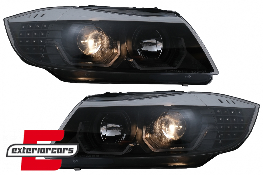 Prednja svjetla 3D LED Angel Eyes LED žmigavci (crna) / BMW serije 3 E90 limuzina E91 karavan (03.2005-08.2008) - Slika 10