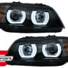 Prednja svjetla 3D LED Angel Eyes U-dizajn (crna) / BMW serije 3 E90 limuzina E91 karavan (03.2005-08.2008) - Slika 4