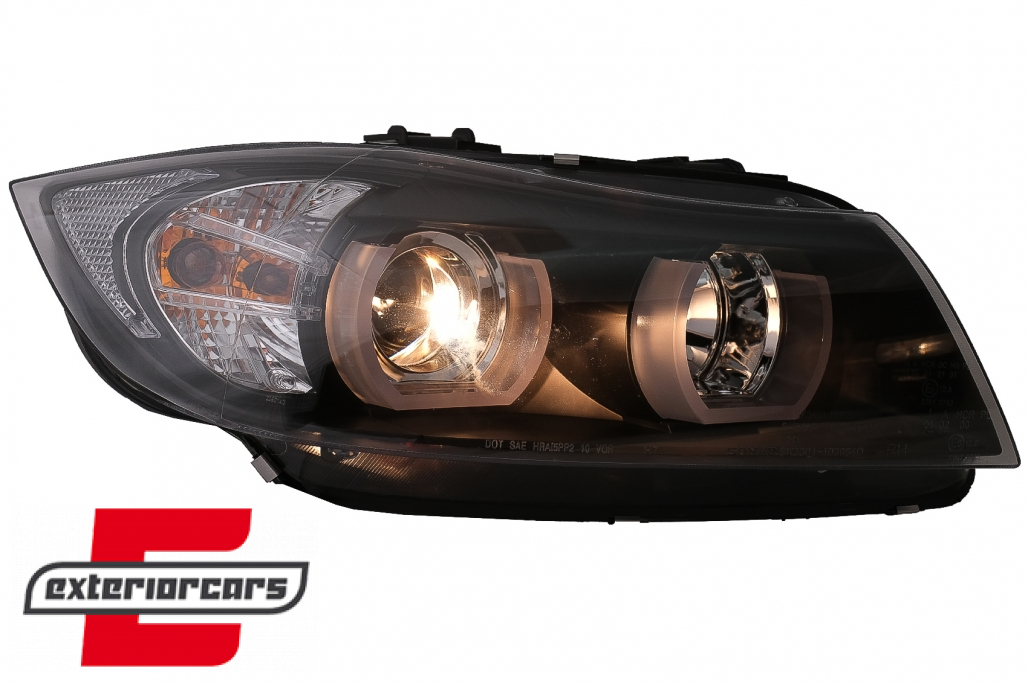Prednja svjetla 3D LED Angel Eyes U-dizajn (crna) / BMW serije 3 E90 limuzina E91 karavan (03.2005-08.2008) - Slika 15