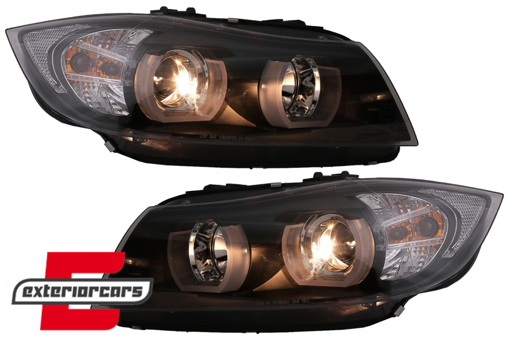 Prednja svjetla 3D LED Angel Eyes U-dizajn (crna) / BMW serije 3 E90 limuzina E91 karavan (03.2005-08.2008) - Slika 16