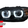 Prednja svjetla 3D LED Angel Eyes U-dizajn (crna) / BMW serije 3 E90 limuzina E91 karavan (03.2005-08.2008) - Slika 5