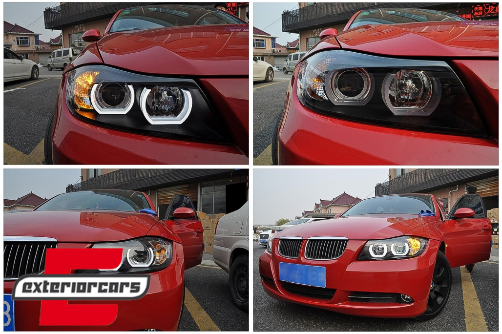Prednja svjetla 3D LED Angel Eyes U-dizajn (crna) / BMW serije 3 E90 limuzina E91 karavan (03.2005-08.2008) - Slika 24