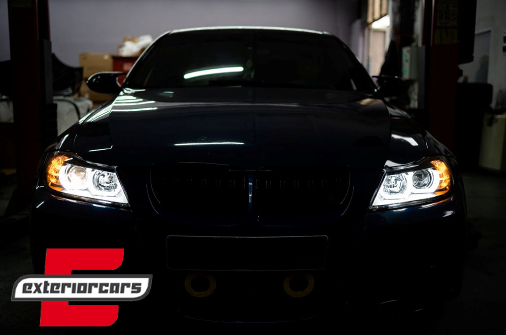 Prednja svjetla 3D LED Angel Eyes U-dizajn (crna) / BMW serije 3 E90 limuzina E91 karavan (03.2005-08.2008) - Slika 26