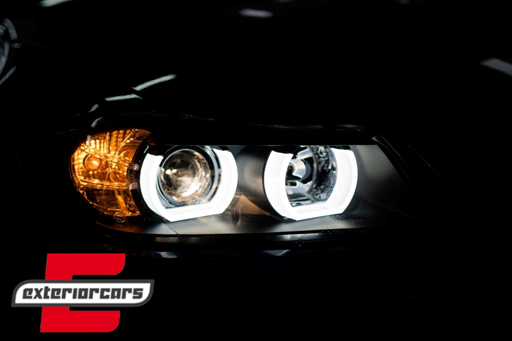 Prednja svjetla 3D LED Angel Eyes U-dizajn (crna) / BMW serije 3 E90 limuzina E91 karavan (03.2005-08.2008) - Slika 28