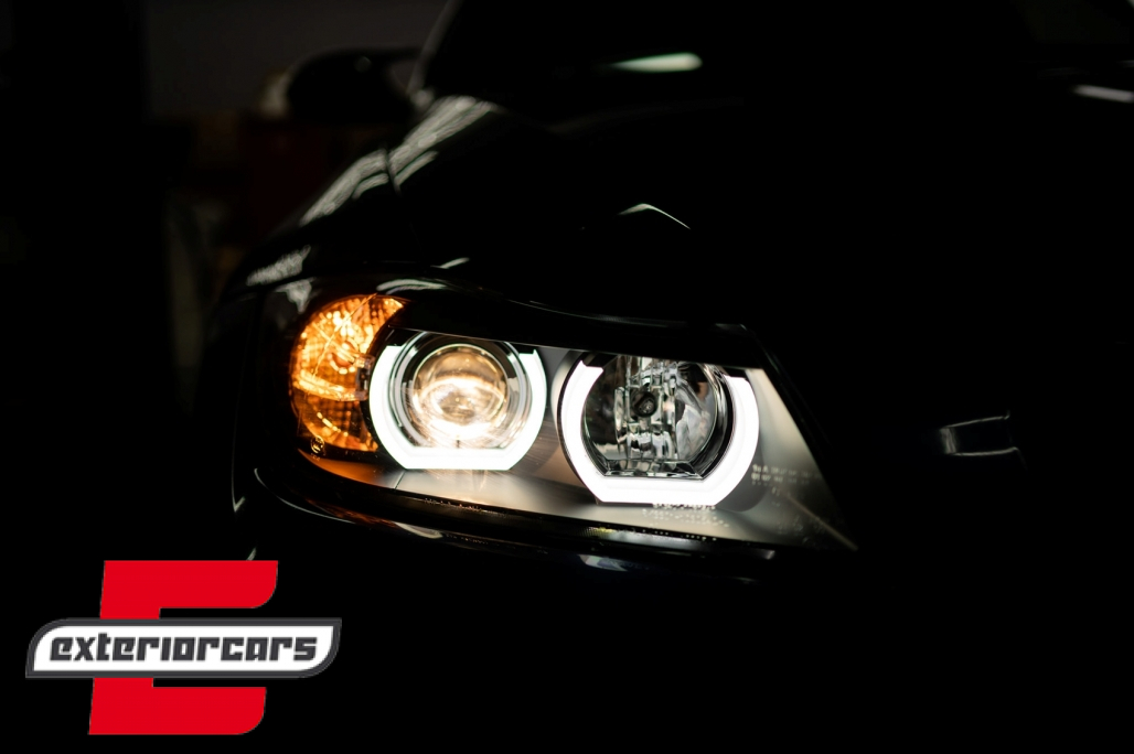 Prednja svjetla 3D LED Angel Eyes U-dizajn (crna) / BMW serije 3 E90 limuzina E91 karavan (03.2005-08.2008) - Slika 29