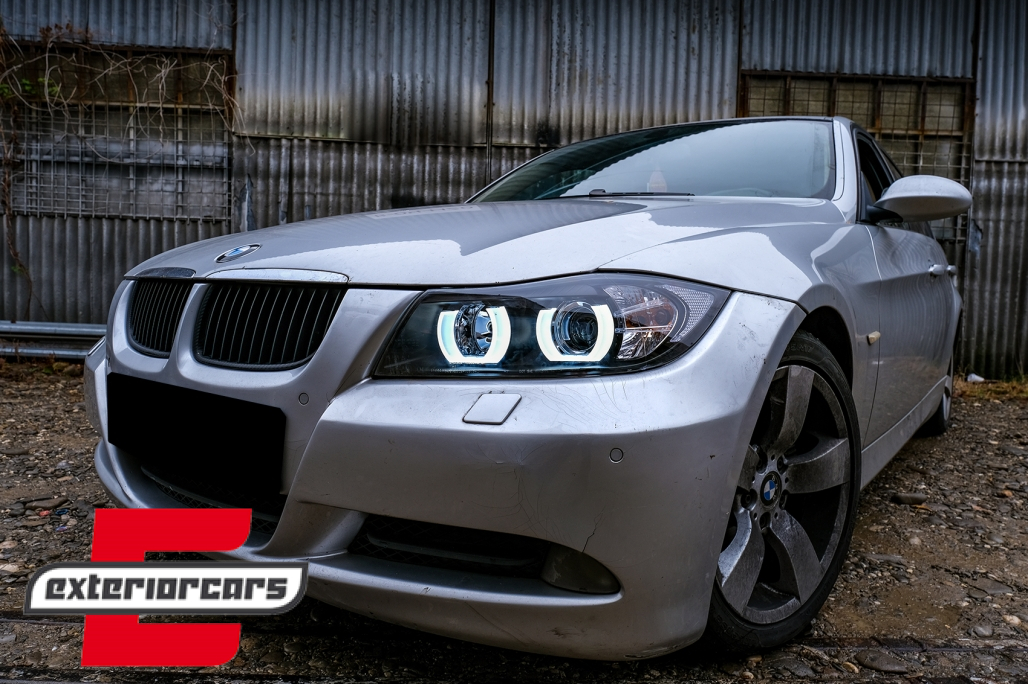Prednja svjetla 3D LED Angel Eyes U-dizajn (crna) / BMW serije 3 E90 limuzina E91 karavan (03.2005-08.2008) - Slika 31