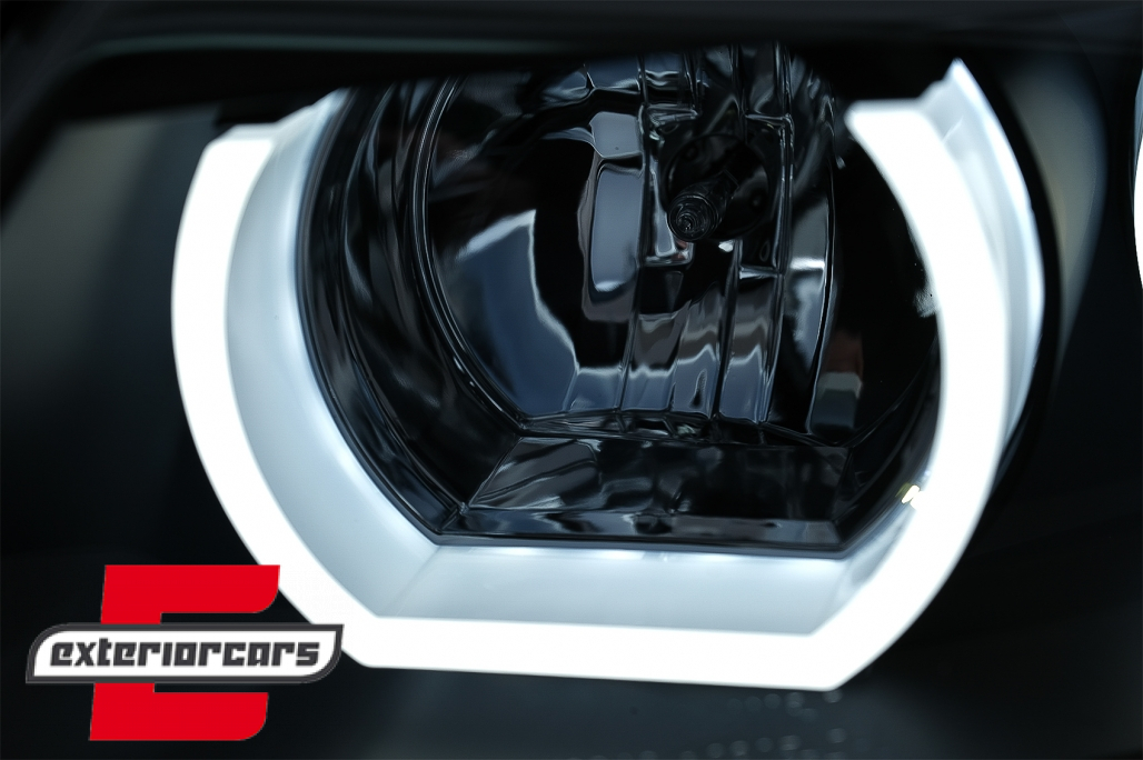 Prednja svjetla 3D LED Angel Eyes U-dizajn (crna) / BMW serije 3 E90 limuzina E91 karavan (03.2005-08.2008) - Slika 7