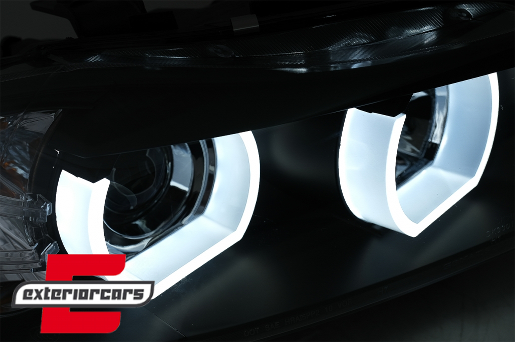 Prednja svjetla 3D LED Angel Eyes U-dizajn (crna) / BMW serije 3 E90 limuzina E91 karavan (03.2005-08.2008) - Slika 9