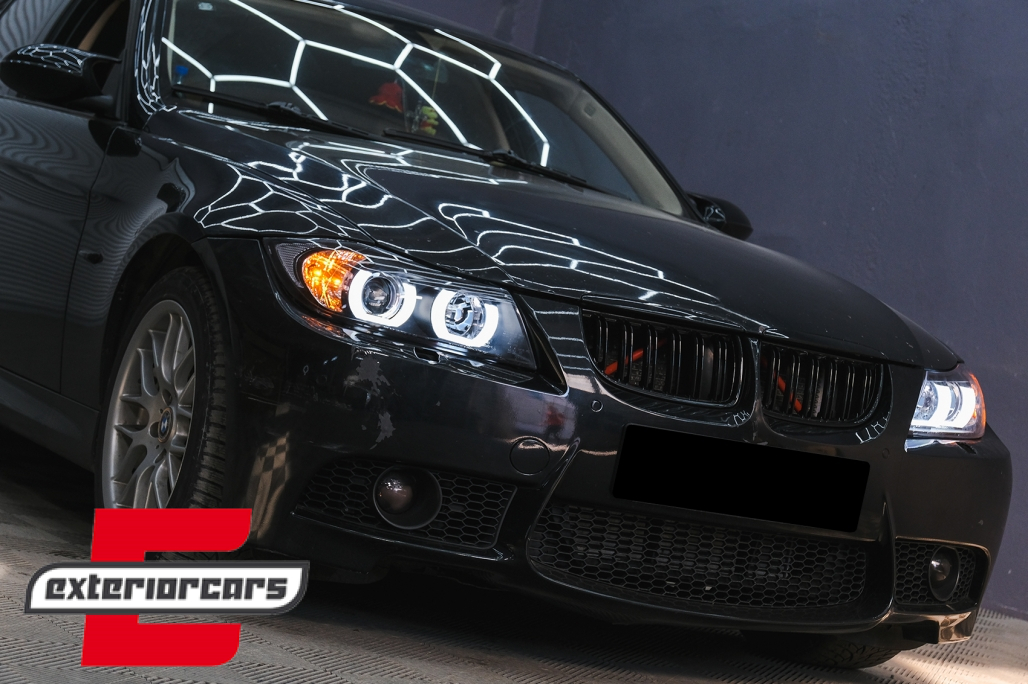 Prednja svjetla 3D LED Angel Eyes U-dizajn Xenon (crna) / BMW serije 3 E90 limuzina E91 karavan (03.2005-08.2008) - Slika 21