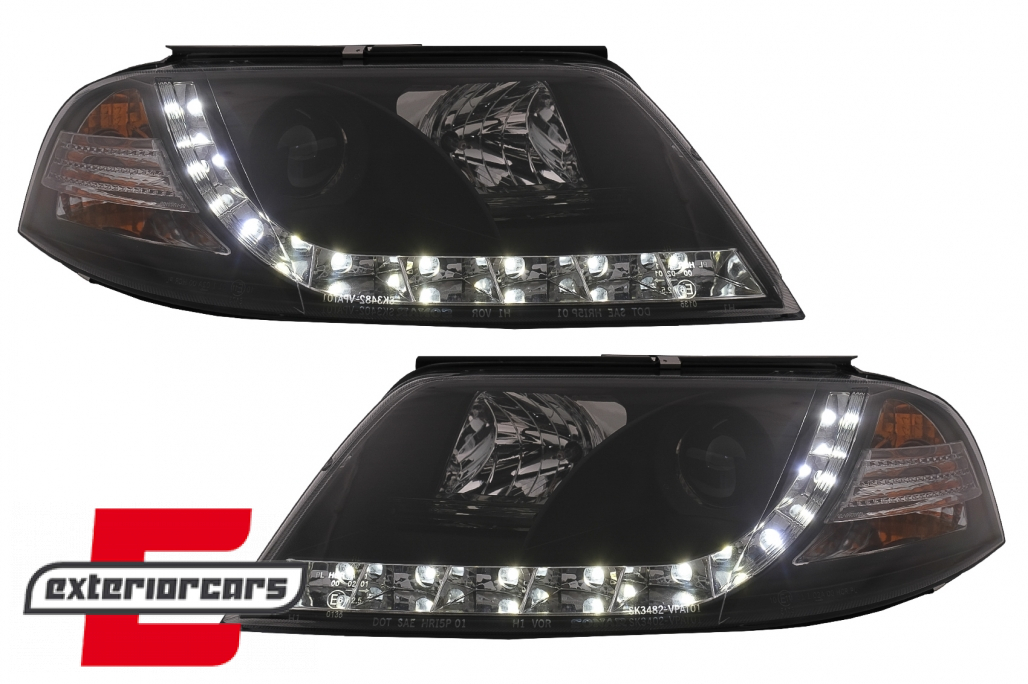 Prednja svjetla LED DayLight (crna) / Volkswagen Passat B5 3BG (09.2000-03.2005) - Slika 2