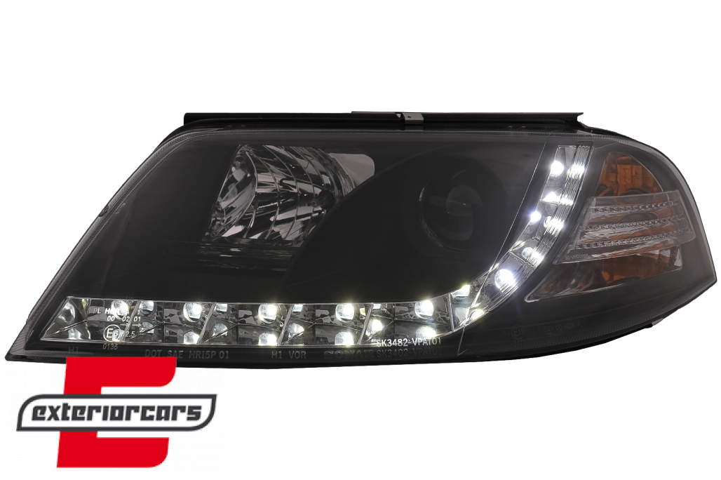 Prednja svjetla LED DayLight (crna) / Volkswagen Passat B5 3BG (09.2000-03.2005) - Slika 3