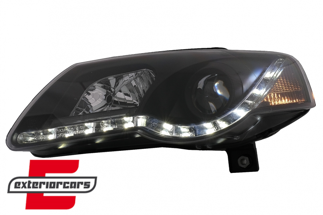 Prednja svjetla LED DayLight (crna) / Volkswagen Passat B6 3C (03.2005-2010) - Slika 2