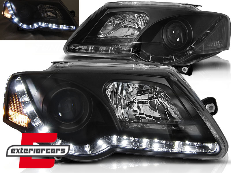 Prednja svjetla LED DayLight (crna) / Volkswagen Passat B6 3C (03.2005-2010)