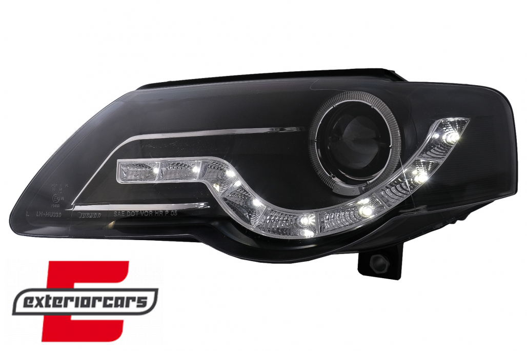 Prednja svjetla LED DayLight (crna) / Volkswagen Passat B6 3C (03.2005-2010) - Slika 3