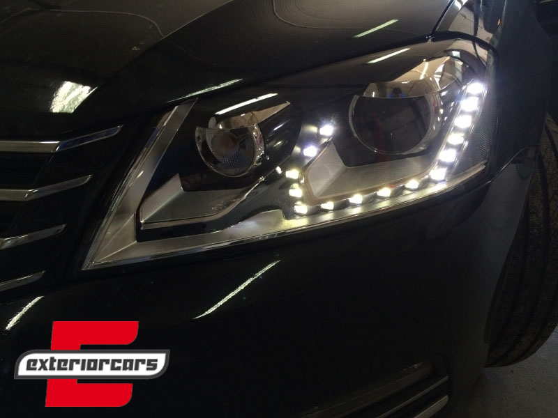 Prednja svjetla LED DayLight (crna) / VW Volkswagen Passat B7 (2010-2014) - Slika 5