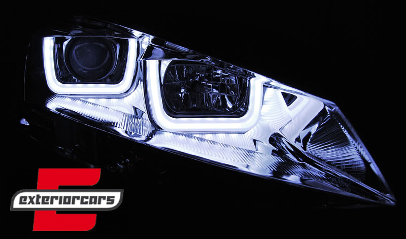 Prednja svjetla 3D LED U-dizajn (crna&chrome lajsna) / Volkswagen Golf VII (2012-2017) - Slika 2