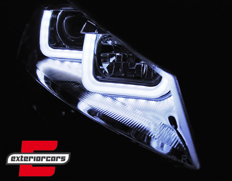 Prednja svjetla 3D LED U-dizajn (crna&chrome lajsna) / Volkswagen Golf VII (2012-2017) - Slika 3