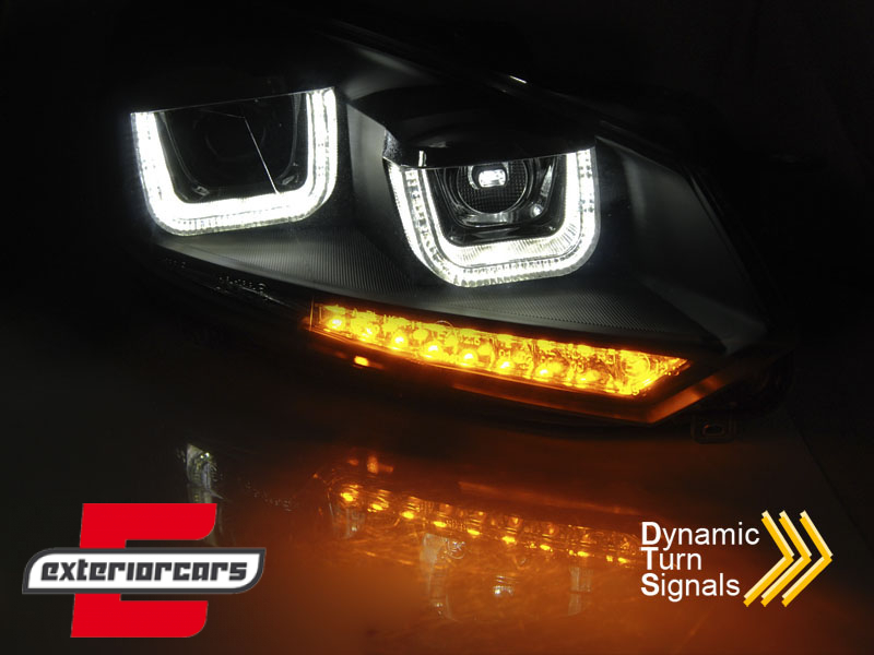 Prednja svjetla U-LED DRL LED SEQ žmigavci Golf 7 look (crna) / Volkswagen Golf 6 (10.2008-2012) - Slika 4
