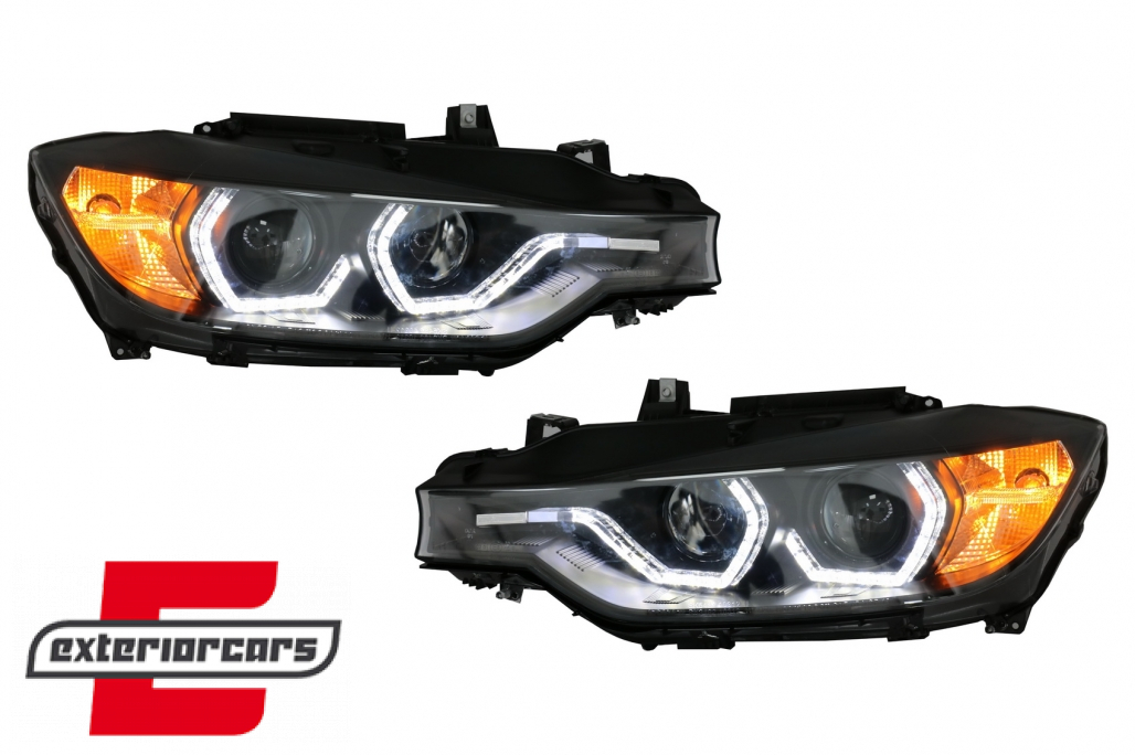 Prednja svjetla Angel Eyes LED DRL Xenon (crna) / BMW serije 3 F30 F31 limuzina karavan (10.2011-05.2015) - Slika 4