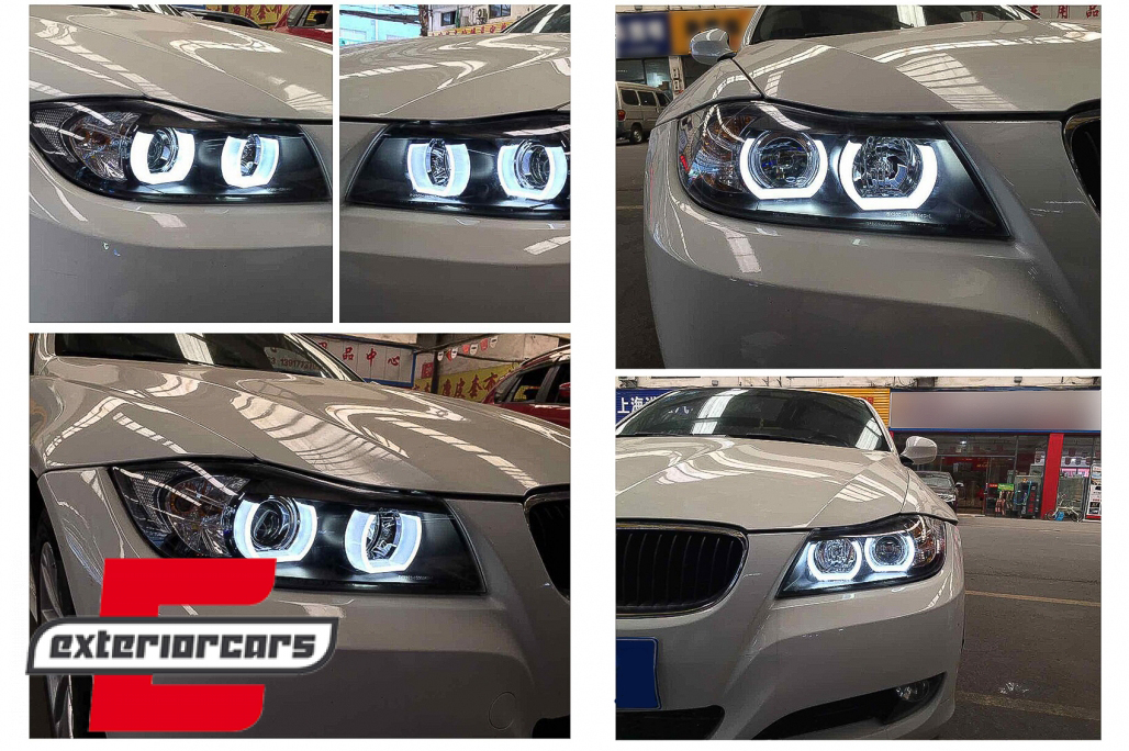 Prednja svjetla 3D LED Angel Eyes U-dizajn Xenon (crna) / BMW serije 3 E90 limuzina E91 karavan (03.2005-08.2008) - Slika 18