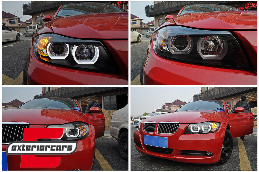 Prednja svjetla 3D LED Angel Eyes U-dizajn Xenon (crna) / BMW serije 3 E90 limuzina E91 karavan (03.2005-08.2008) - Slika 19