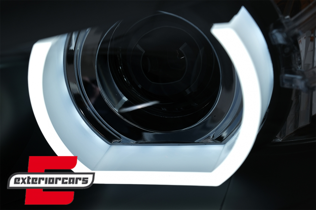 Prednja svjetla 3D LED Angel Eyes U-dizajn Xenon (crna) / BMW serije 3 E90 limuzina E91 karavan (03.2005-08.2008) - Slika 6