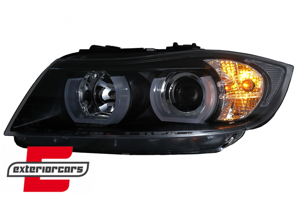 Prednja svjetla 3D LED Angel Eyes U-dizajn Xenon (crna) / BMW serije 3 E90 limuzina E91 karavan (03.2005-08.2008) - Slika 9