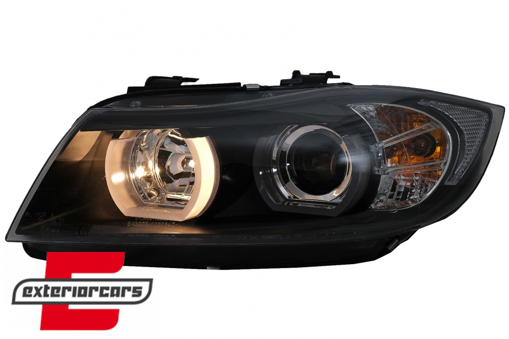 Prednja svjetla 3D LED Angel Eyes U-dizajn Xenon (crna) / BMW serije 3 E90 limuzina E91 karavan (03.2005-08.2008) - Slika 11