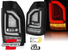 Full LED stražnja svjetla LedBar SEQ žmigavci (crna) / VW Transporter Multivan Caravelle T6 (2015-2019)