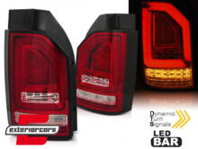 Full LED stražnja svjetla LedBar SEQ žmigavci (crvena/kristal) / VW Transporter Multivan Caravelle T6 (2015-2019)