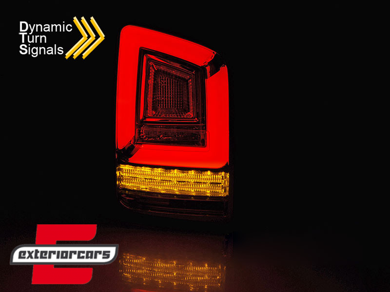 Full LED stražnja svjetla LedBar SEQ žmigavci (crvena/kristal) / VW Transporter Multivan Caravelle T6 (2015-2019) - Slika 2