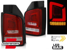 Full LED stražnja svjetla LedBar SEQ Žmigavci (crvena/kristal) / Volkswagen T5 (04.2003-2009)