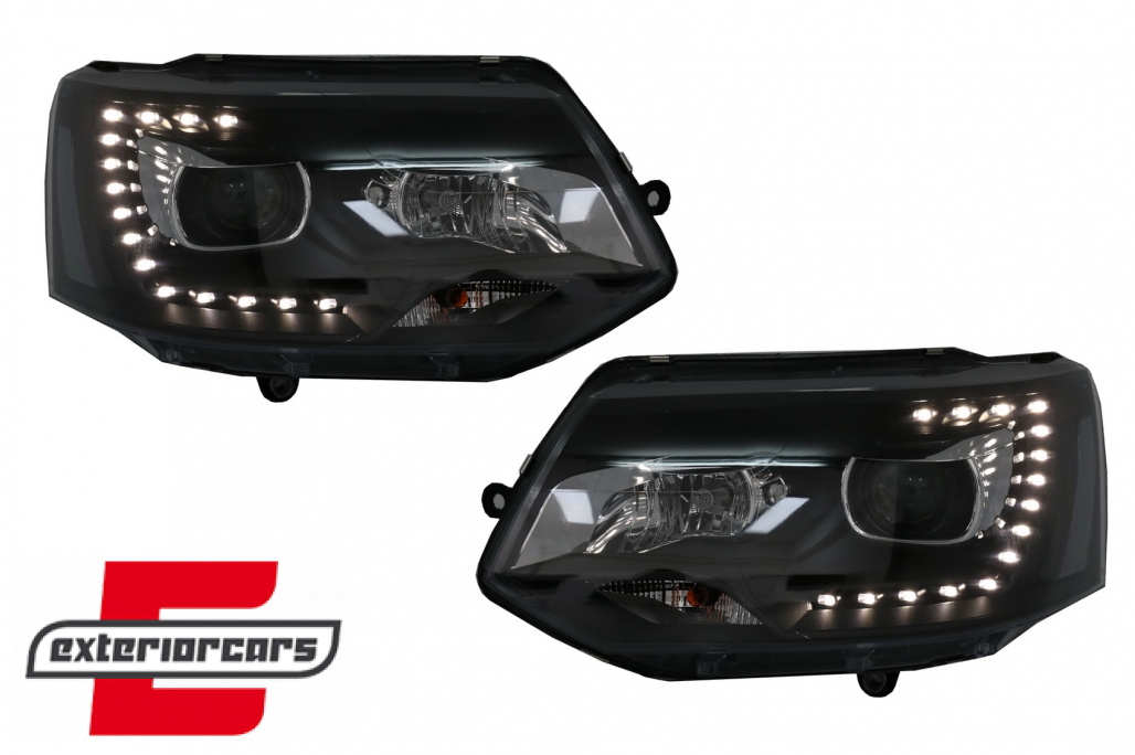 Prednja svjetla LED DayLine Xenon look (crna) / VW T5.1 (2010-2015) - Slika 2