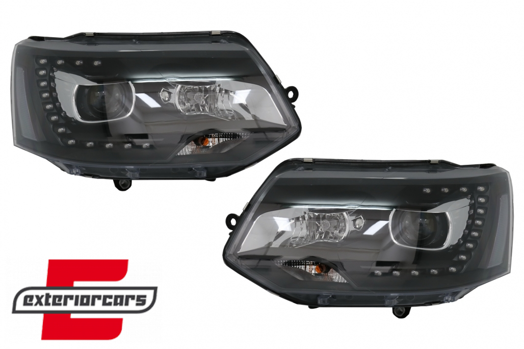 Prednja svjetla LED DayLine Xenon look (crna) / VW T5.1 (2010-2015) - Slika 3