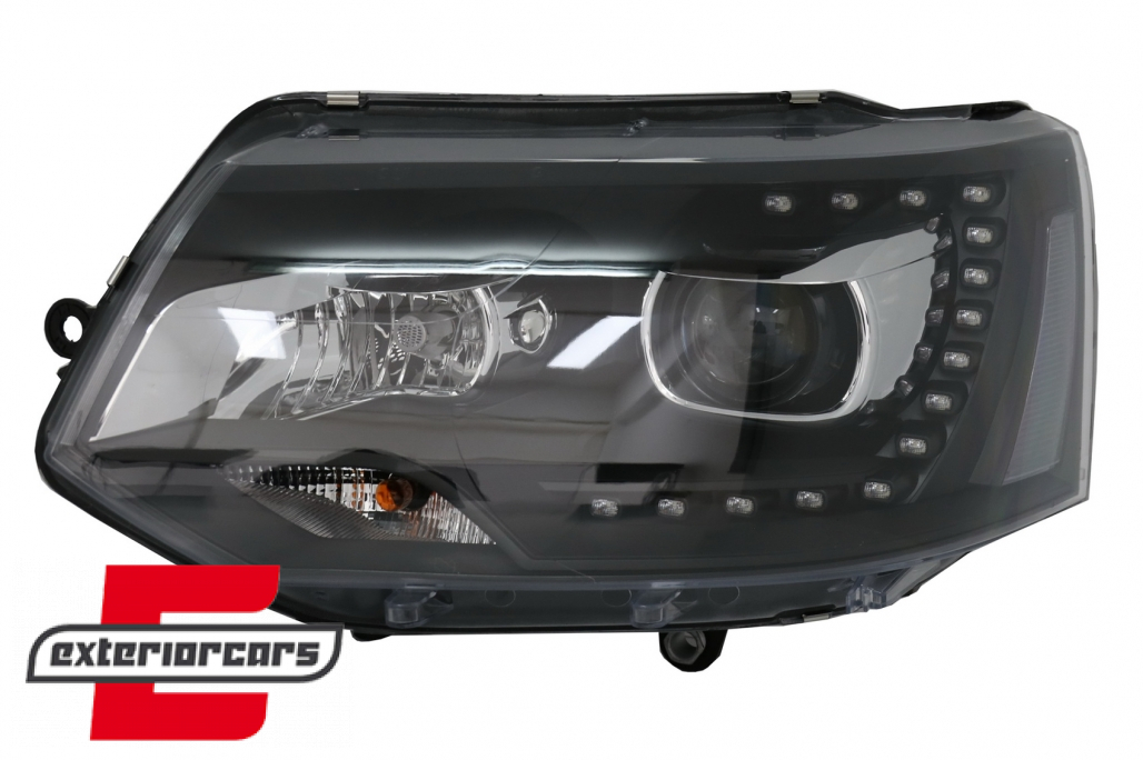 Prednja svjetla LED DayLine Xenon look (crna) / VW T5.1 (2010-2015) - Slika 4