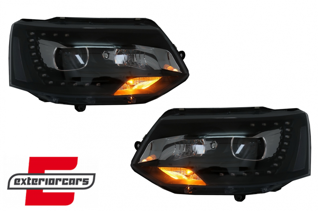 Prednja svjetla LED DayLine Xenon look (crna) / VW T5.1 (2010-2015) - Slika 6