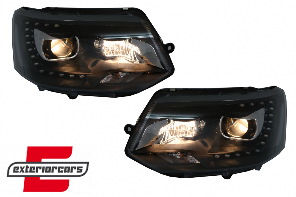 Prednja svjetla LED DayLine Xenon look (crna) / VW T5.1 (2010-2015) - Slika 7