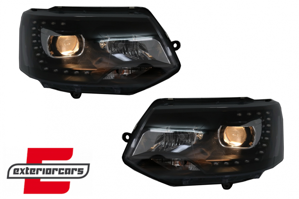 Prednja svjetla LED DayLine Xenon look (crna) / VW T5.1 (2010-2015) - Slika 8