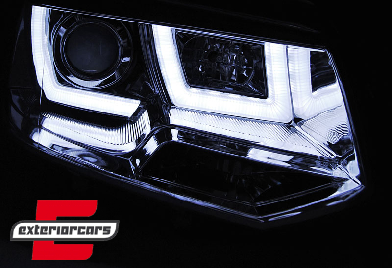 Prednja svjetla U-dizajn LED DRL Xenon look (chrome) / VW T5.1 (2010-2015) - Slika 3