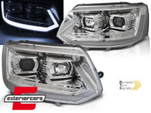 LED prednja svjetla TubeLight SEQ žmigavci (chrome) / VW T5.1 (2010-2015)