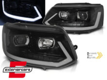 LED prednja svjetla TubeLight SEQ žmigavci (crna) / VW T5.1 (2010-2015)