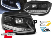 LED prednja svjetla TubeLight SEQ žmigavci (crna/chrome) / VW T6 (2015-2019)