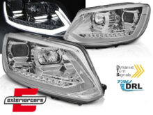 LED prednja svjetla TubeLight SEQ žmigavci (chrome) / Volkswagen Touran (08.2010-2015)