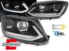 LED prednja svjetla TubeLight SEQ žmigavci (crna) / Volkswagen Touran (08.2010-2015)