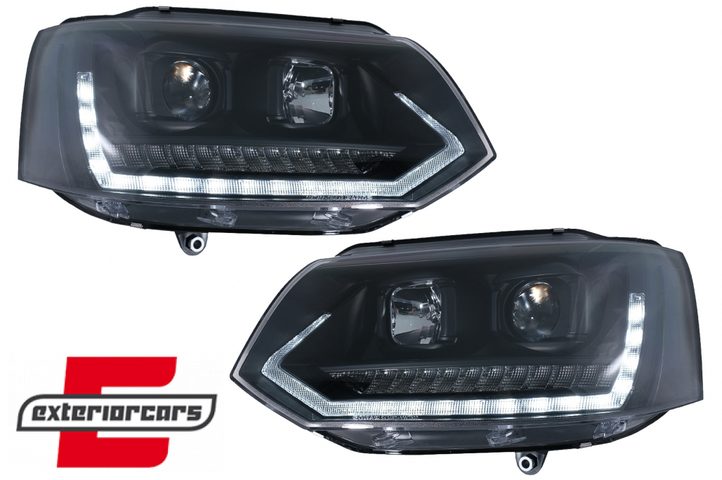 LED prednja svjetla TubeLight SEQ žmigavci (crna) / VW T5.1 (2010-2015) - Slika 2