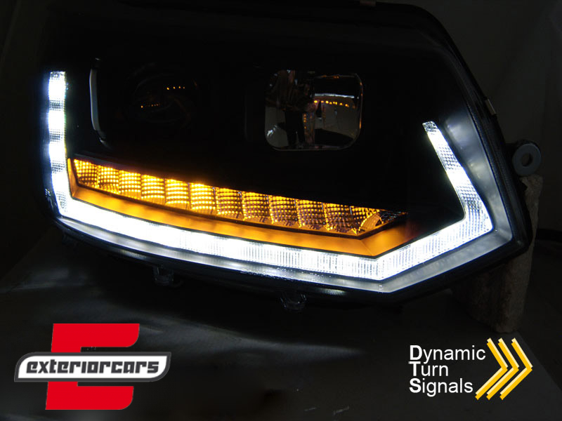 LED prednja svjetla TubeLight SEQ žmigavci (chrome) / VW T5.1 (2010-2015) - Slika 3