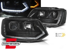 LED prednja svjetla TubeLight SEQ žmigavci T6 look (crna) / VW T5.1 (2010-2015)